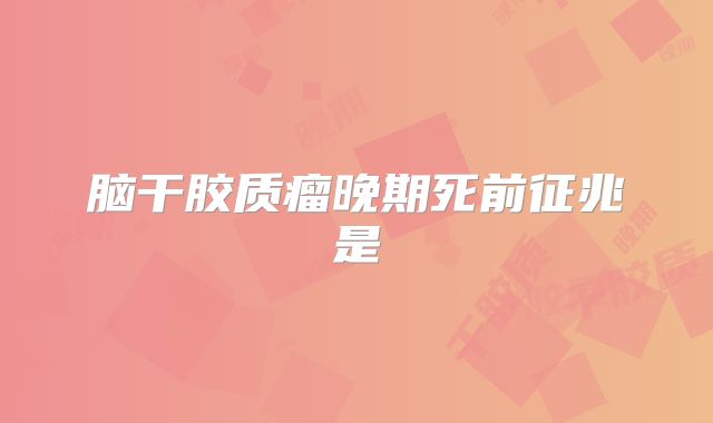 脑干胶质瘤晚期死前征兆是