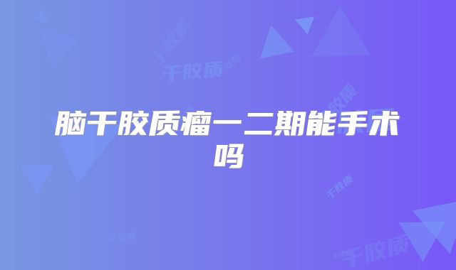 脑干胶质瘤一二期能手术吗