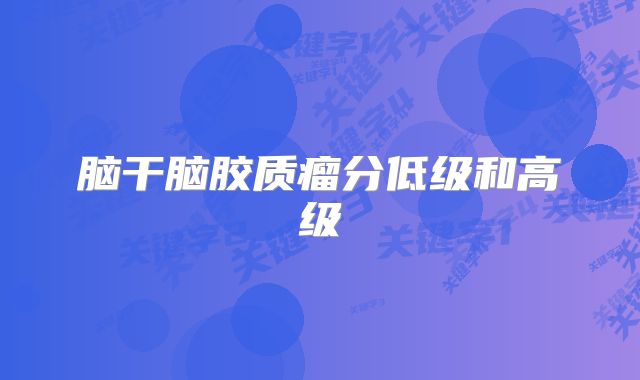 脑干脑胶质瘤分低级和高级
