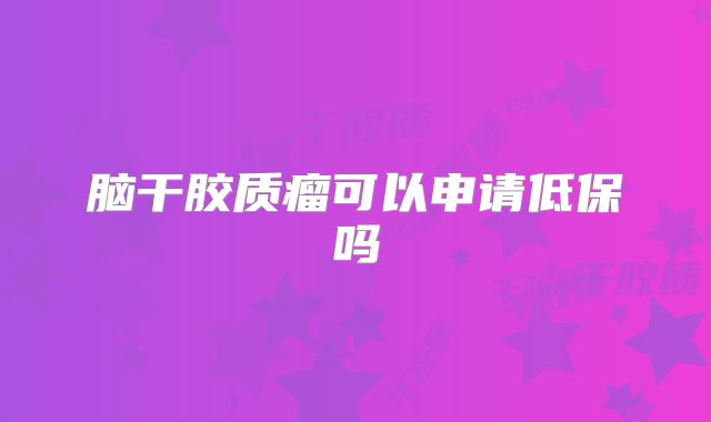 脑干胶质瘤可以申请低保吗