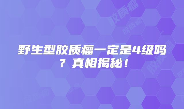 野生型胶质瘤一定是4级吗？真相揭秘！