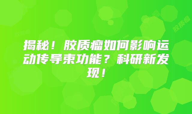 揭秘！胶质瘤如何影响运动传导束功能？科研新发现！