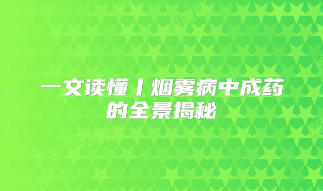 一文读懂丨烟雾病中成药的全景揭秘