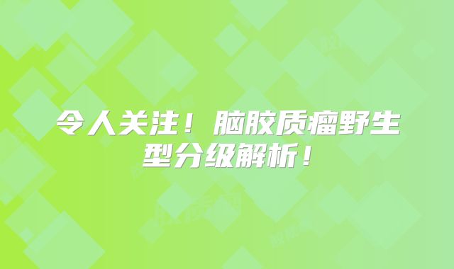 令人关注！脑胶质瘤野生型分级解析！