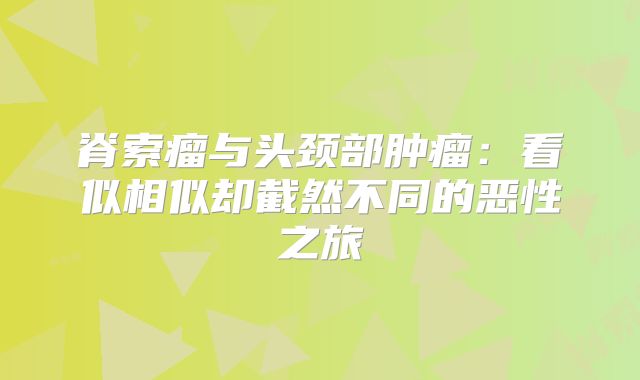 脊索瘤与头颈部肿瘤：看似相似却截然不同的恶性之旅