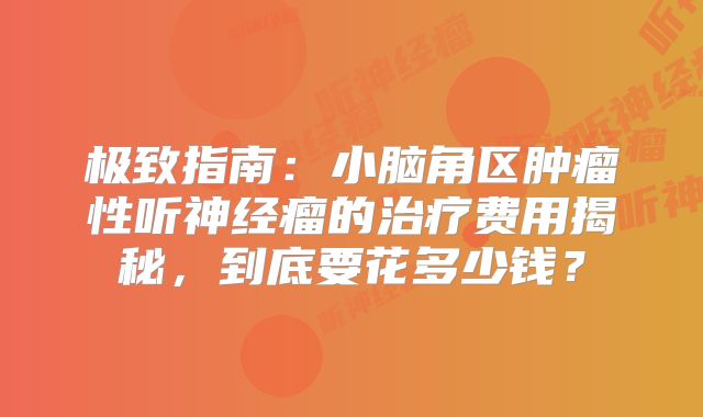 极致指南：小脑角区肿瘤性听神经瘤的治疗费用揭秘，到底要花多少钱？