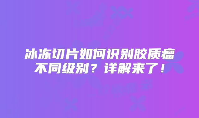 冰冻切片如何识别胶质瘤不同级别？详解来了！