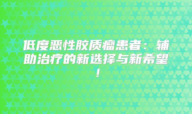 低度恶性胶质瘤患者：辅助治疗的新选择与新希望！