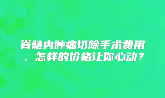 脊髓内肿瘤切除手术费用，怎样的价格让你心动？