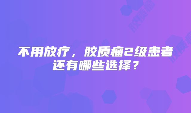 不用放疗，胶质瘤2级患者还有哪些选择？