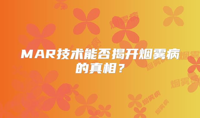 MAR技术能否揭开烟雾病的真相？