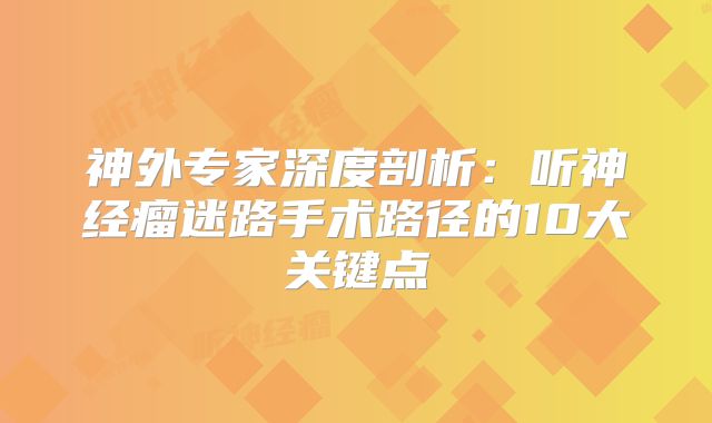 神外专家深度剖析：听神经瘤迷路手术路径的10大关键点
