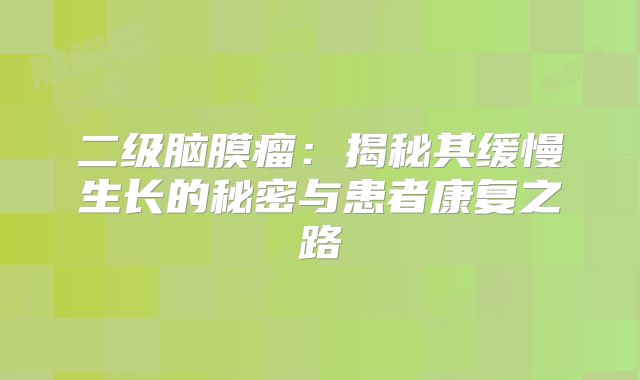 二级脑膜瘤：揭秘其缓慢生长的秘密与患者康复之路