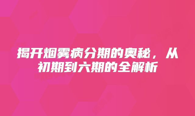 揭开烟雾病分期的奥秘，从初期到六期的全解析