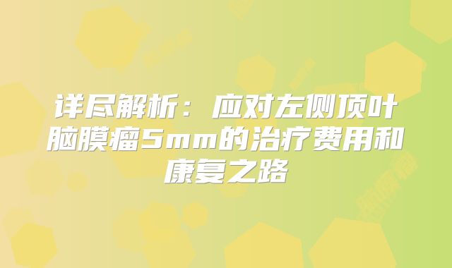 详尽解析：应对左侧顶叶脑膜瘤5mm的治疗费用和康复之路