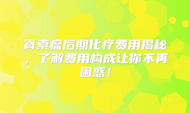 脊索瘤后期化疗费用揭秘，了解费用构成让你不再困惑！