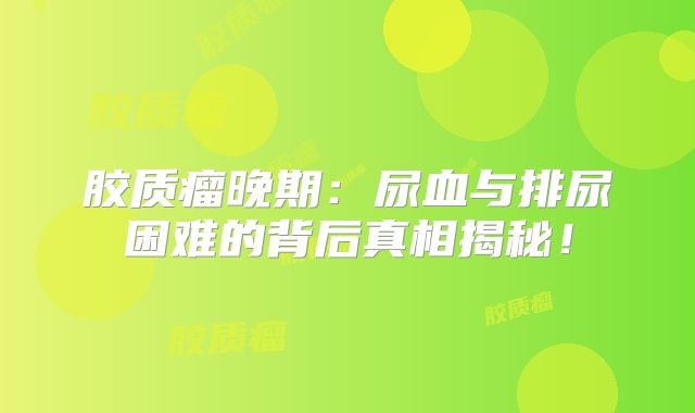 胶质瘤晚期：尿血与排尿困难的背后真相揭秘！