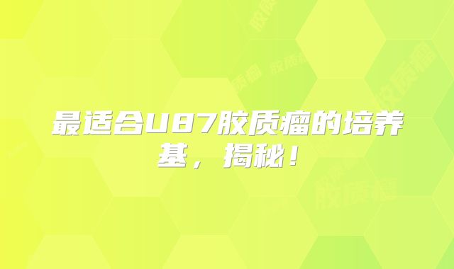 最适合U87胶质瘤的培养基，揭秘！