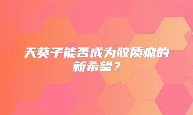 天葵子能否成为胶质瘤的新希望？