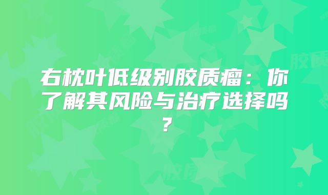 右枕叶低级别胶质瘤：你了解其风险与治疗选择吗？