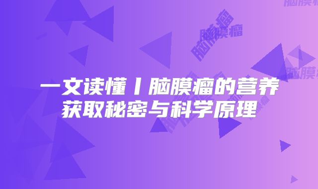 一文读懂丨脑膜瘤的营养获取秘密与科学原理