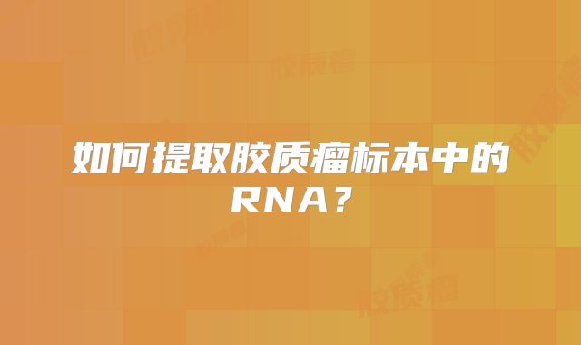 如何提取胶质瘤标本中的RNA？