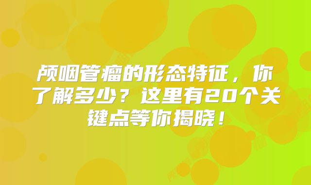 颅咽管瘤的形态特征，你了解多少？这里有20个关键点等你揭晓！