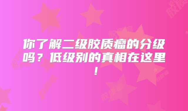 你了解二级胶质瘤的分级吗？低级别的真相在这里！