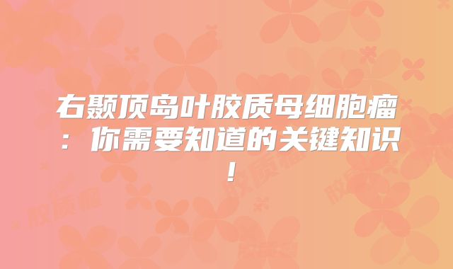 右颞顶岛叶胶质母细胞瘤：你需要知道的关键知识！