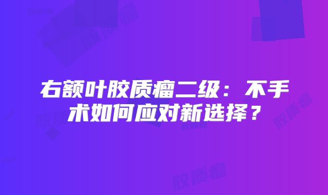 右额叶胶质瘤二级：不手术如何应对新选择？