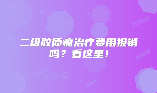 二级胶质瘤治疗费用报销吗？看这里！