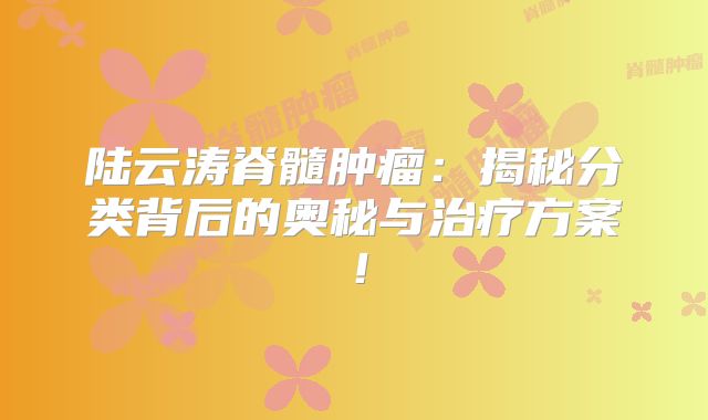 陆云涛脊髓肿瘤：揭秘分类背后的奥秘与治疗方案！