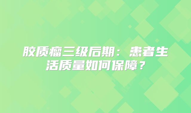 胶质瘤三级后期：患者生活质量如何保障？