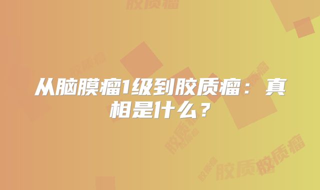 从脑膜瘤1级到胶质瘤：真相是什么？