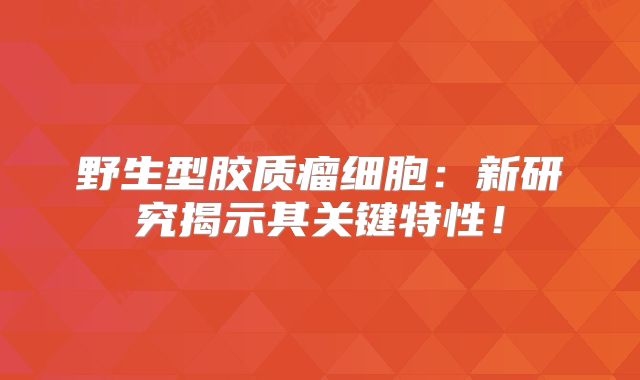 野生型胶质瘤细胞：新研究揭示其关键特性！