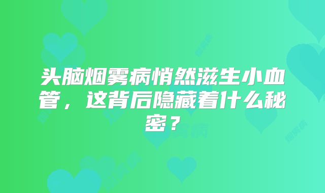 头脑烟雾病悄然滋生小血管，这背后隐藏着什么秘密？