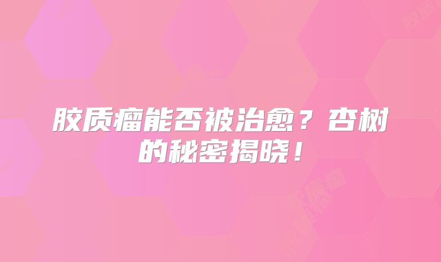 胶质瘤能否被治愈？杏树的秘密揭晓！