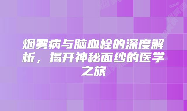 烟雾病与脑血栓的深度解析，揭开神秘面纱的医学之旅