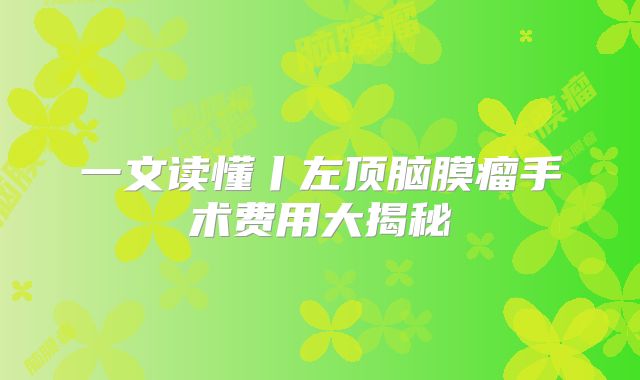 一文读懂丨左顶脑膜瘤手术费用大揭秘