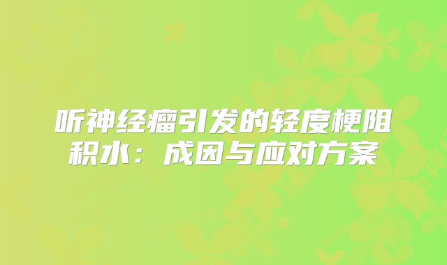 听神经瘤引发的轻度梗阻积水：成因与应对方案