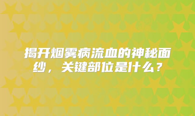 揭开烟雾病流血的神秘面纱，关键部位是什么？