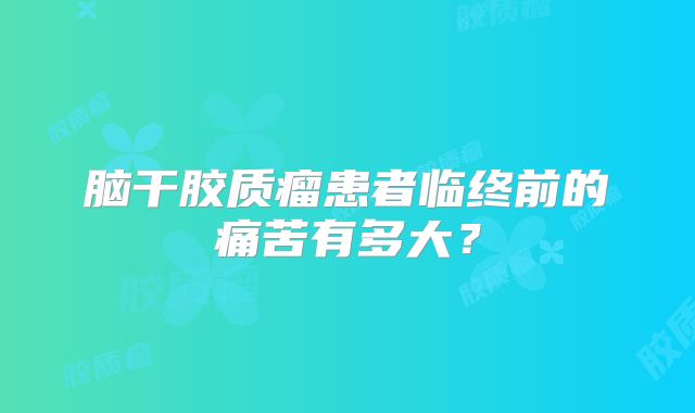 脑干胶质瘤患者临终前的痛苦有多大？