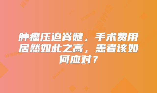肿瘤压迫脊髓，手术费用居然如此之高，患者该如何应对？