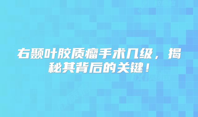 右颞叶胶质瘤手术几级，揭秘其背后的关键！