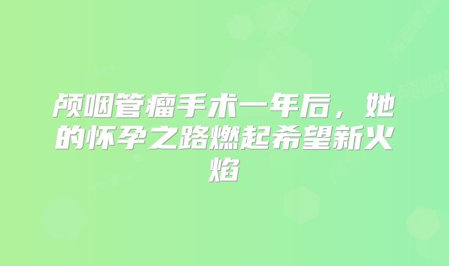 颅咽管瘤手术一年后，她的怀孕之路燃起希望新火焰