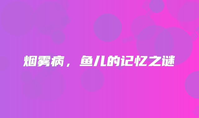烟雾病，鱼儿的记忆之谜