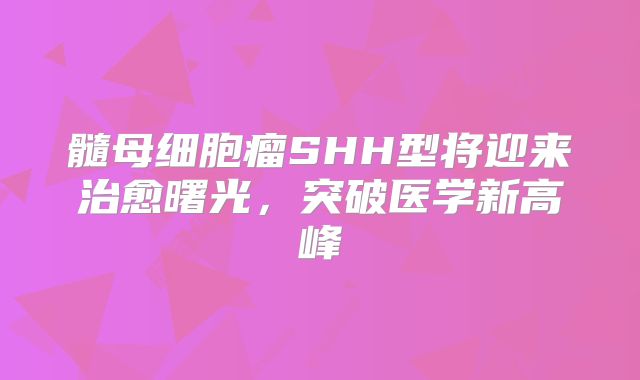 髓母细胞瘤SHH型将迎来治愈曙光，突破医学新高峰