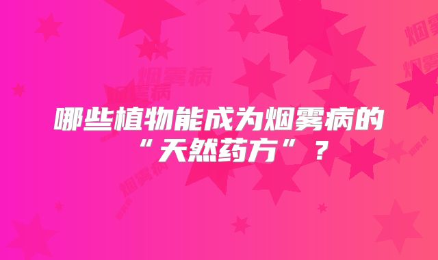 哪些植物能成为烟雾病的“天然药方”？