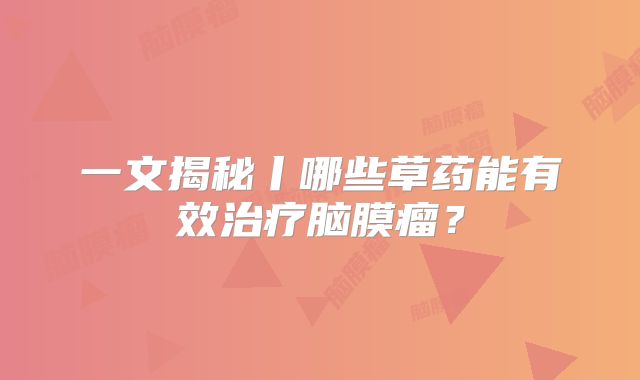 一文揭秘丨哪些草药能有效治疗脑膜瘤？