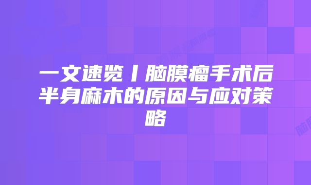 一文速览丨脑膜瘤手术后半身麻木的原因与应对策略